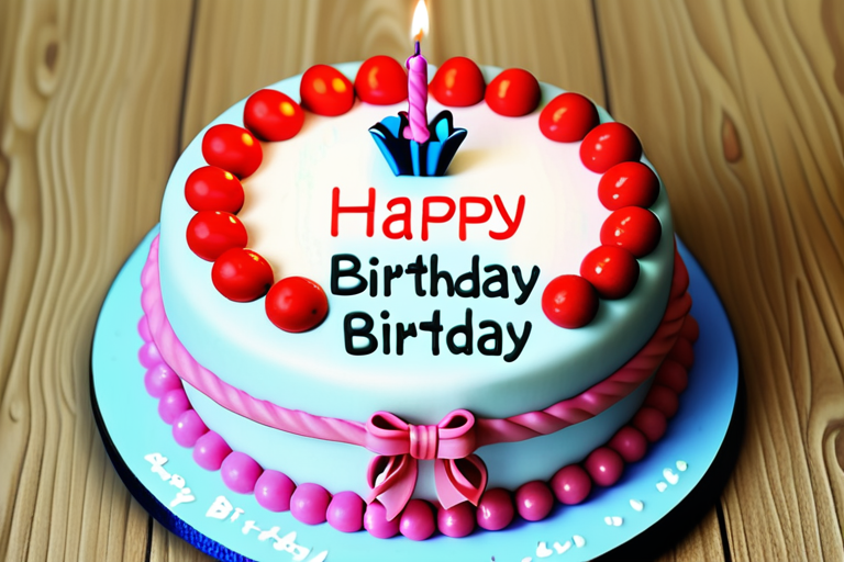 happy birthday cake with edit name and pic