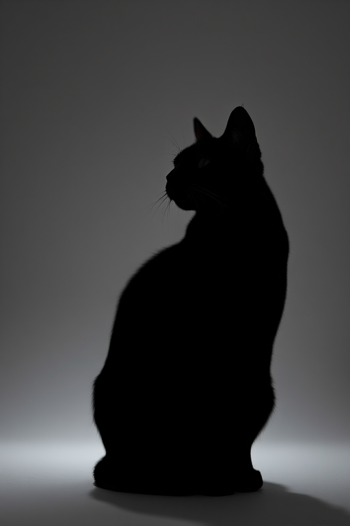 regenerate a high-resolution image of a minimalistic black silhouette of a cat sitting with a sleek design, captured with a Canon EOS R5, 50mm f/1.8 lens, aperture set to f/2.8, ISO 100, under soft diffused lighting for a smooth background.