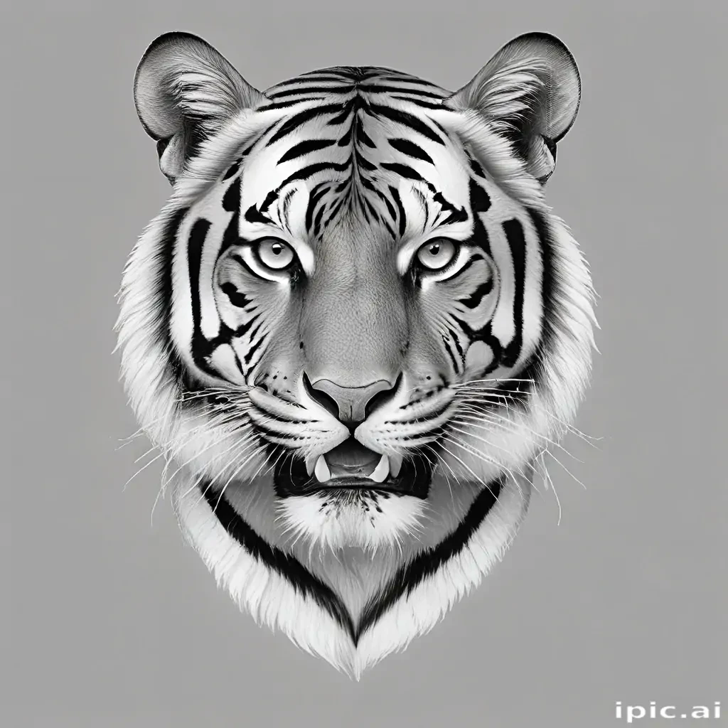 tiger clipart black and white