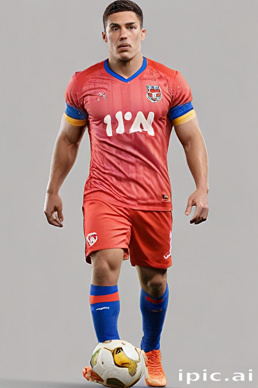 Dynamic Soccer Player in Bold Red Jersey Ready to Impact the Game