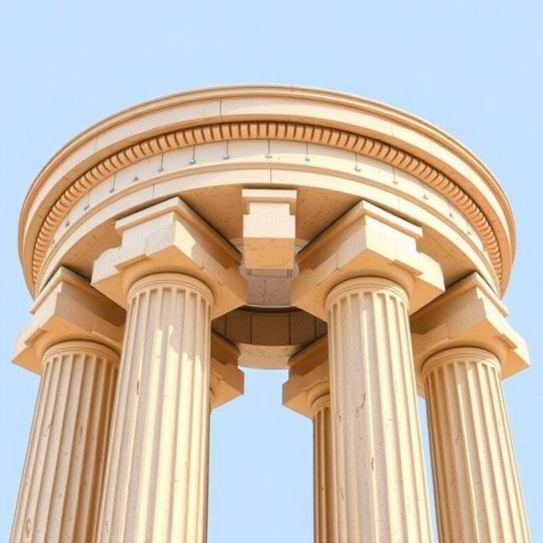 Regenerate an elegant, detailed illustration of a classic Greek column with fluted design, captured in high resolution using a DSLR camera, aperture f/8, ISO 100, 50mm lens, shot from a straight-on perspective to emphasize the height and symmetry, in natural soft lighting for enhanced texture.