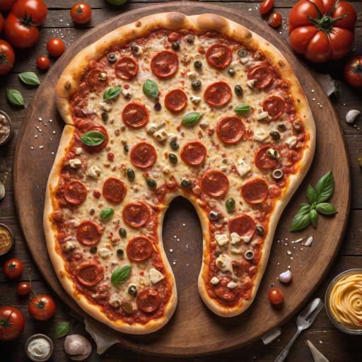 Pizza shaped like giant human foot. Golden-brown crust mimics skin texture and toenails. Tomato sauce and melted cheese cover 'sole'. Various toppings scattered realistically. Soft side lighting highlights textures. Served on rustic wooden table. Closeup view.