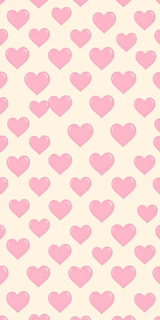 Create a seamless pattern of soft pink hearts on a light beige background, using a high-resolution digital camera, f/2.8 aperture, 50mm lens, shooting in natural light for enhanced color vibrancy.