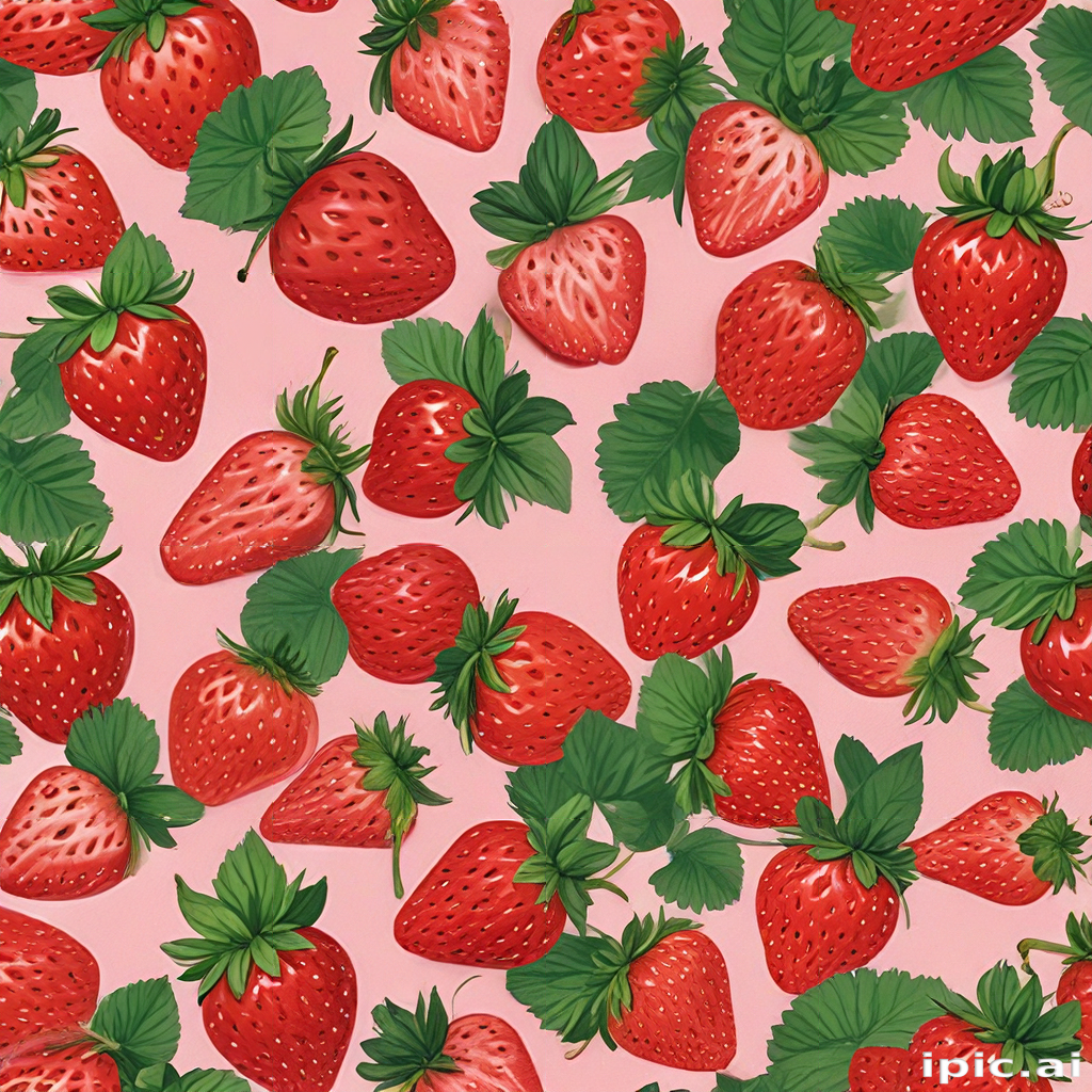 Vibrant Pattern of Fresh Strawberries Against a Soft Pink Background