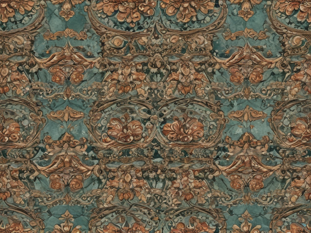 Intricate Vintage Floral Design with Rich Colors and Ornate Patterns
