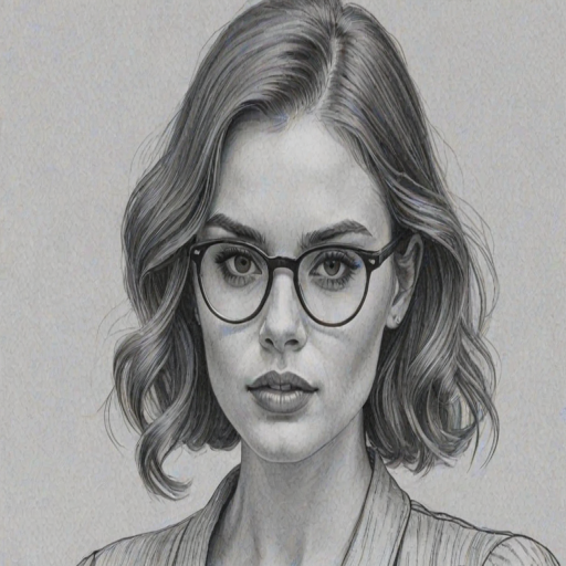 Sublime Holland Roden, pencil sketch, portrait of Gorgeous woman 1932s in glasses, hair style beatnik, outline, clear lines, fine lines, 8k