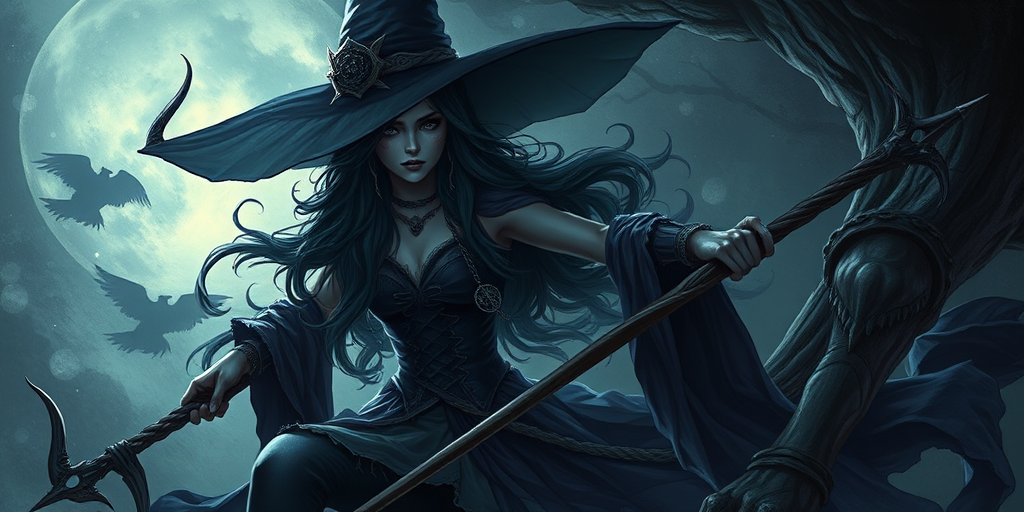 beautiful dark witch fantasy art