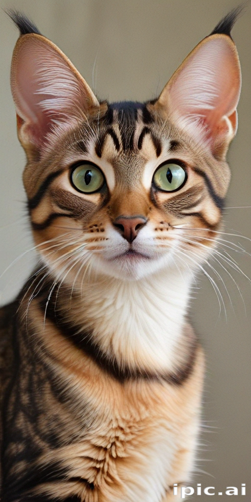 Adorable Cat with Striking Green Eyes and Unique Tabby Patterns