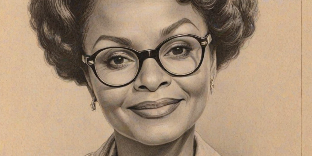 Elegant Leslie Uggams, pencil sketch, portrait of Wonderful woman 1927s in glasses, hair style beatnik, outline, clear lines, fine lines, 8k
