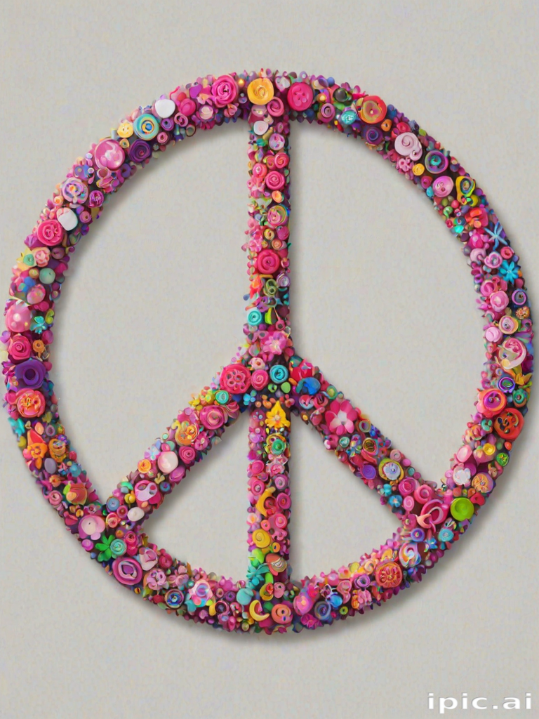 Colorful Peace Symbol Created with an Array of Decorative Flowers and ...