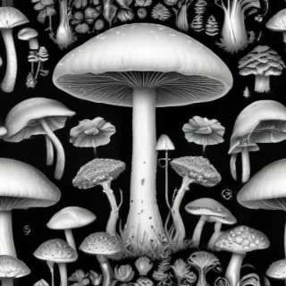 mushroom clipart black and white