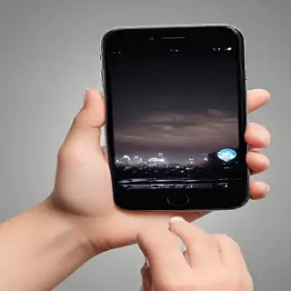 hand holding phone png