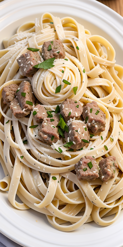 fettuccine alfredo with ground beef