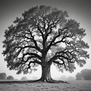 oak tree clipart black and white