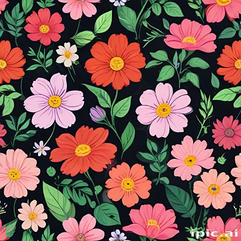cartoon flowers transparent background