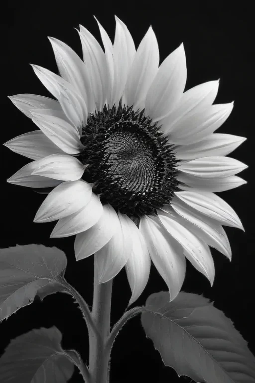 clip art sunflower black and white