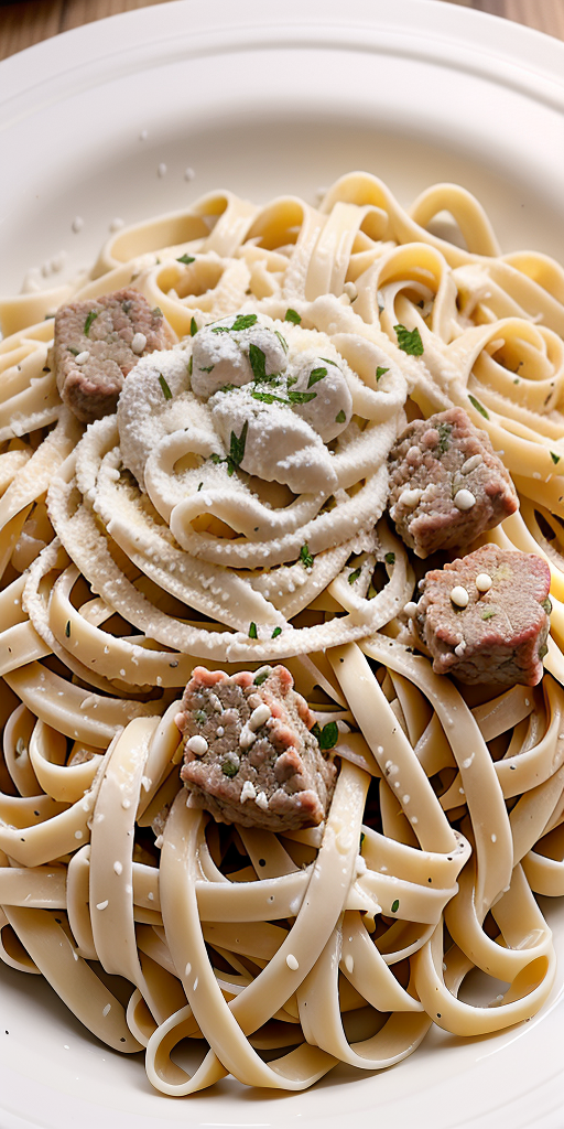 fettuccine alfredo with ground beef