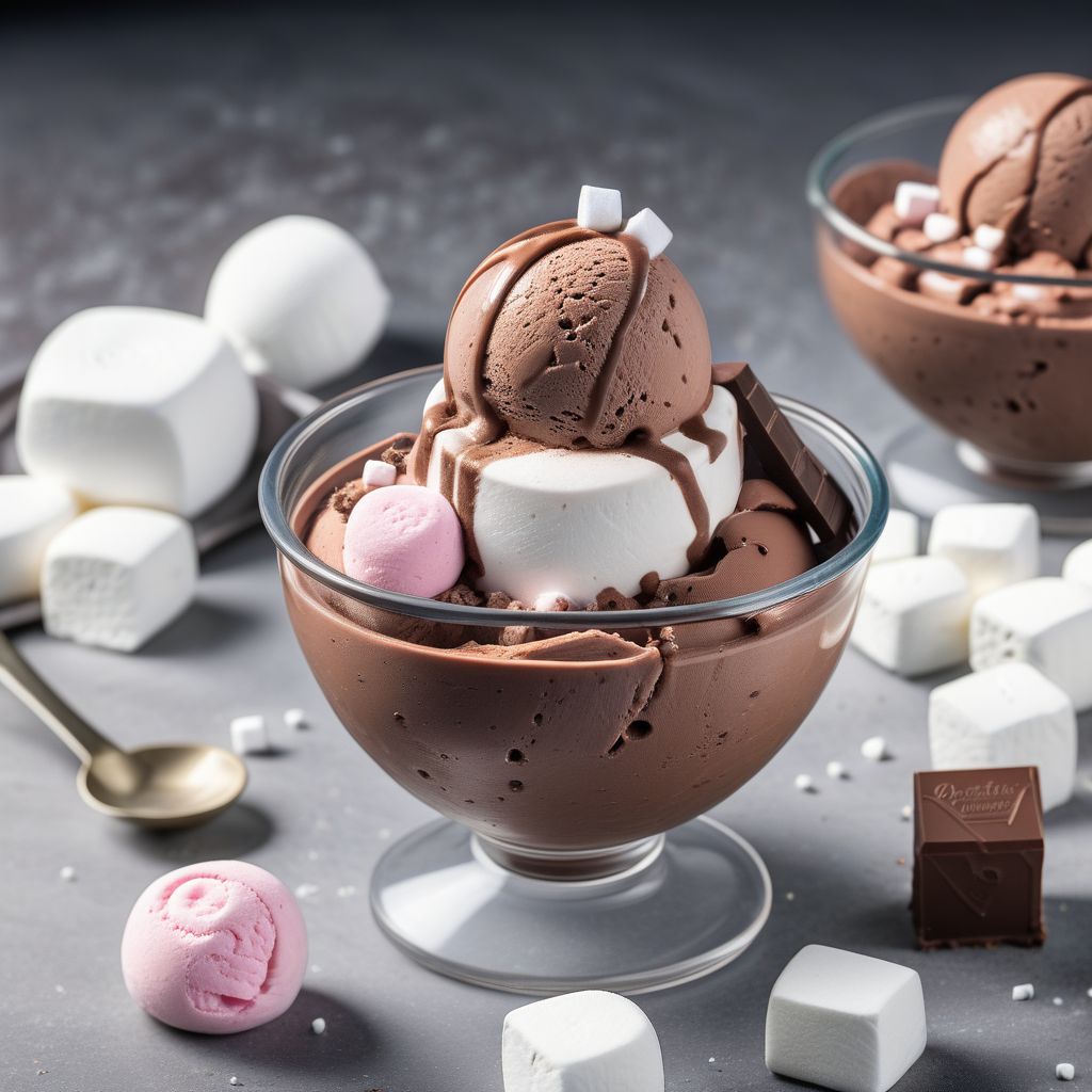 chocolate ice cream with marshmallow