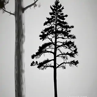 pine tree clip art black and white