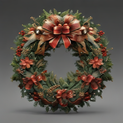 Elegant Holiday Wreath Decorated with Red Flowers and Festive Accents