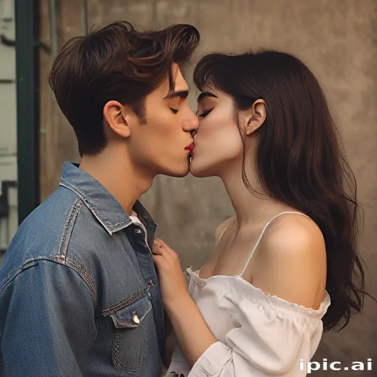 couple kissing aesthetic