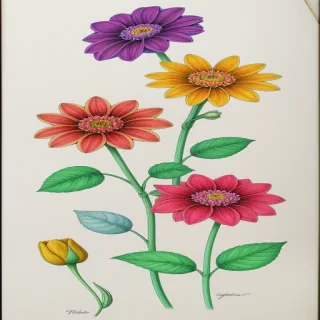 color drawings of flowers