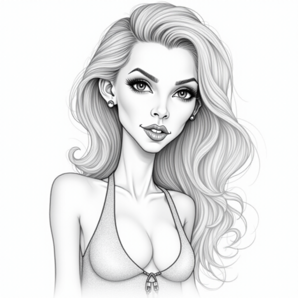 britney spears caricature. A pencil-drawn caricature of the actress britney spears