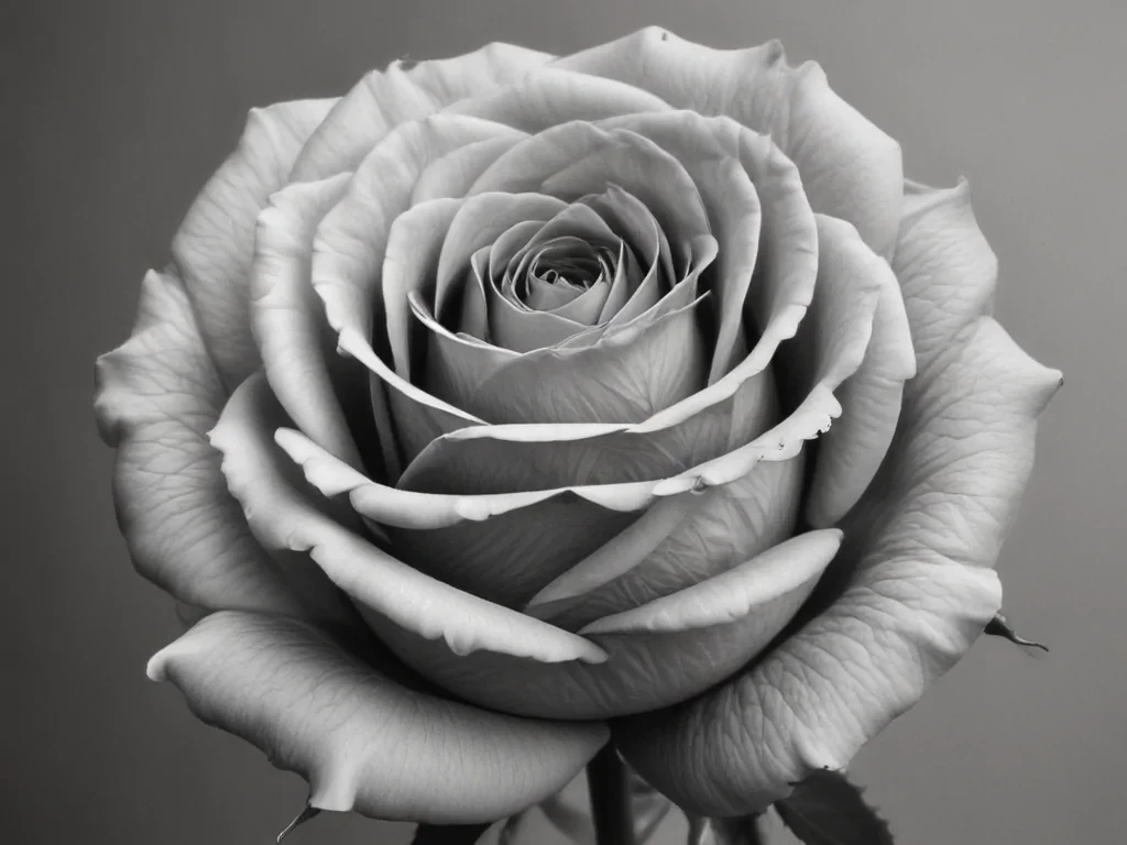 rose drawing black and white