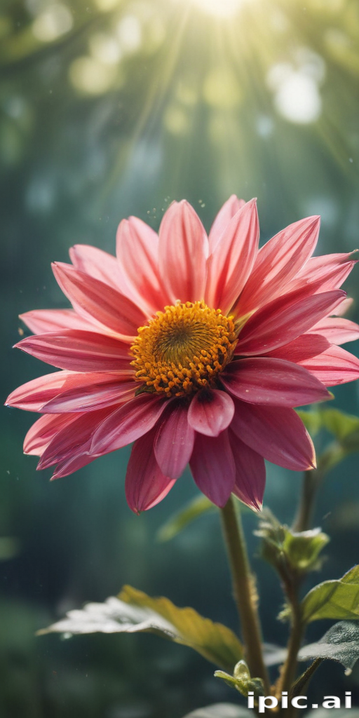 Radiant Pink Flower Blooming Under Soft Sunlight in a Lush Garden
