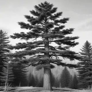 black and white pine tree clipart