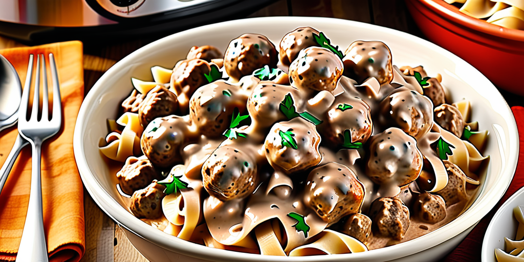 crock pot stroganoff with meatballs