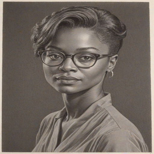 Delightful Adina Porter, pencil sketch, portrait of Lovely woman 1956s in glasses, hair style beatnik, outline, clear lines, fine lines, 8k