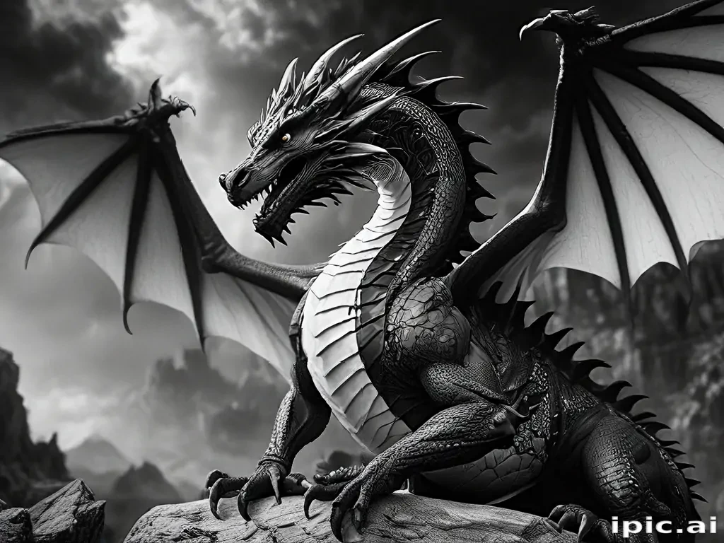 dragon black and white
