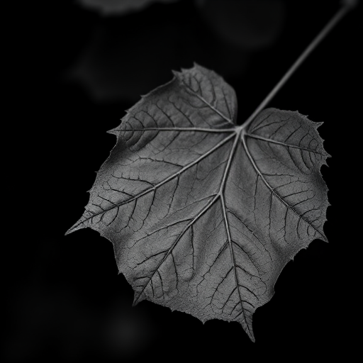 leaf in black and white