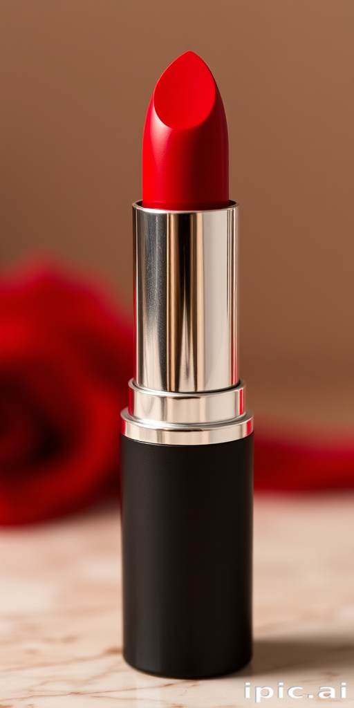 Classic "True Red" cream lipstick provides rich, opaque color with a satin finish, embodying timeless glamour and confidence for all occasions