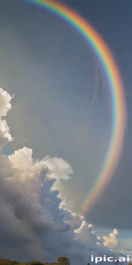Vibrant Rainbow Arching Over a Majestic Sky Filled with Clouds