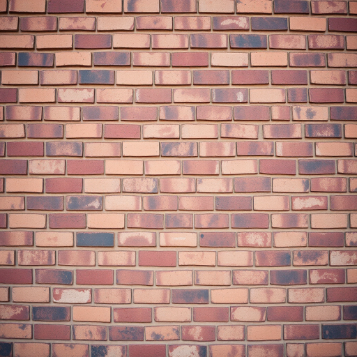 A high-resolution image of a textured brick wall, captured with a Canon EOS 5D Mark IV at f/8, 1/60 sec, ISO 100, shot from a straight-on perspective with a shallow depth of field to enhance the details and color richness.