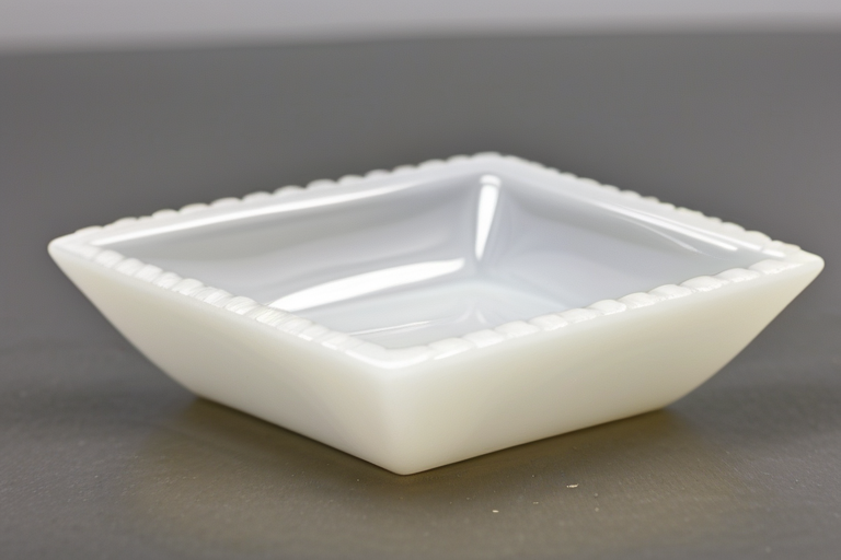 milk glass square candy dish