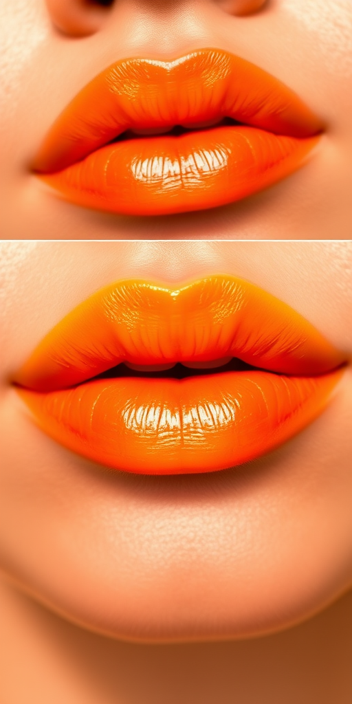 Ombre orange to yellow lips called "Citrus Sunrise" blend warm, vibrant hues for a fresh and energetic look, perfect for summer festivals and tropical vacations