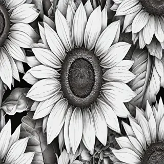 clip art sunflower black and white