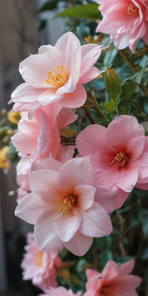 Beautiful Pink Flowers Blooming Vibrantly in a Lush Green Garden Setting