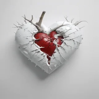 white broken heart