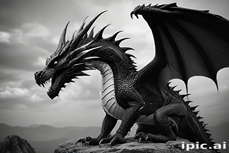 dragon black and white