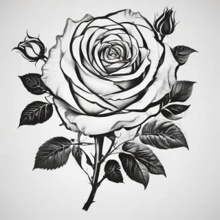 roses clipart black and white