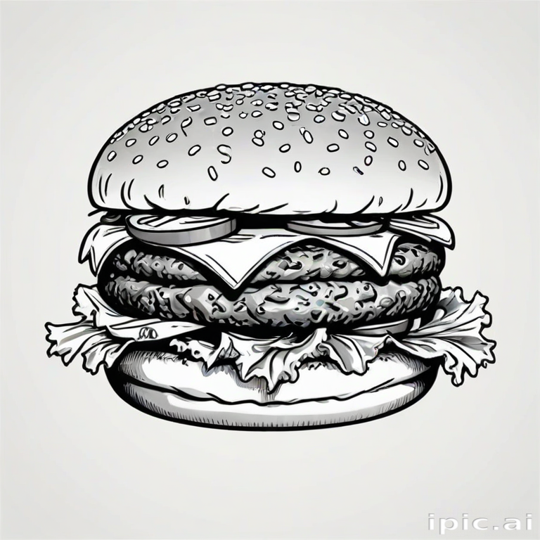 burger clipart black and white