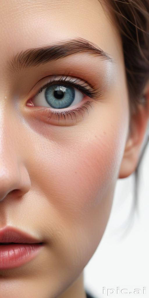 Close-Up of a Young Woman's Eye and Natural Facial Features