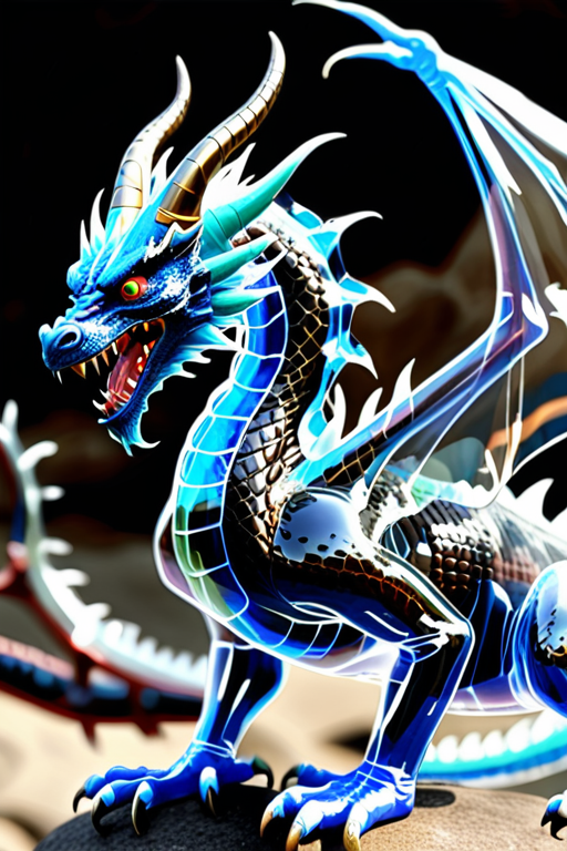 Majestic Blue Dragon with Glowing Scales and Intricate Features in ...