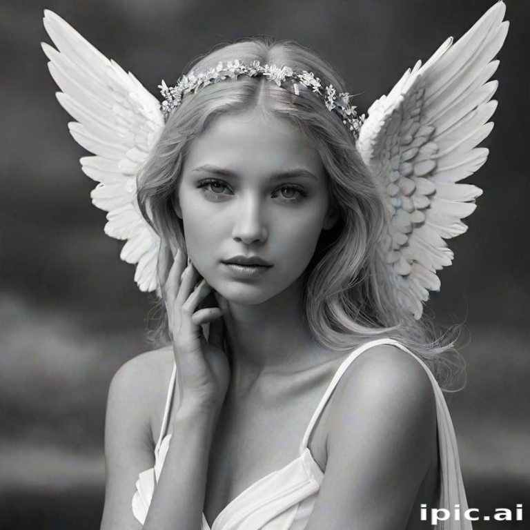 black and white angel