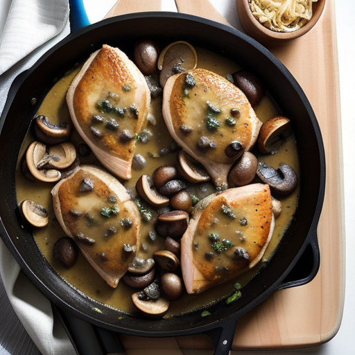 skillet chicken with mushrooms and caramelized onions