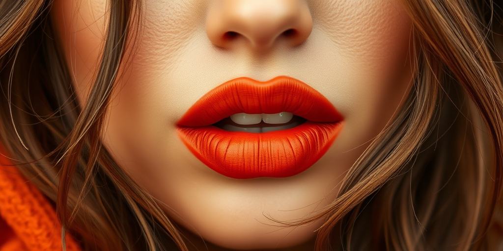 Warm terracotta woman lips with satin finish, complementing earthy tones and boho-inspired aesthetics